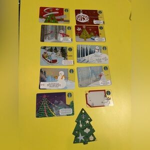 Starbucks Festive Gift Card Set with Red and Green Designs